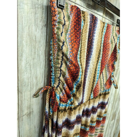 Kylie Paige Strapless Hi Low Ruffle Boho Dress Multicolor Ruched Small NWT $85 - Picture 2 of 9